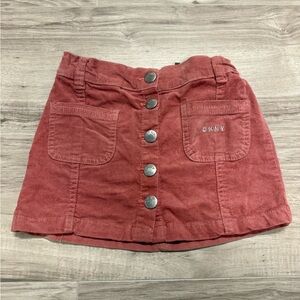 DKNY Brick Red/Mauve Corduroy Button-Front Mini Skirt Girls Toddler 4t